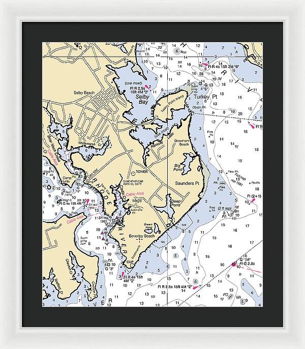 Saunders Point-maryland Nautical Chart - Framed Print