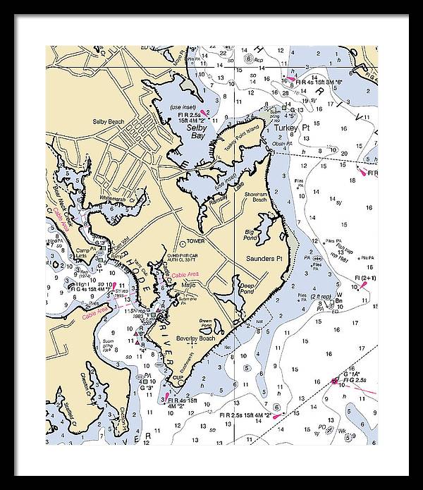 Saunders Point-maryland Nautical Chart - Framed Print