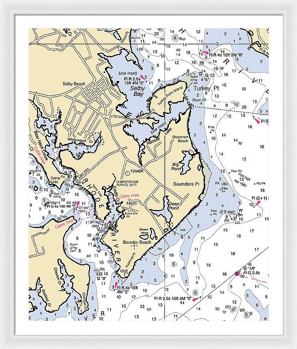 Saunders Point-maryland Nautical Chart - Framed Print