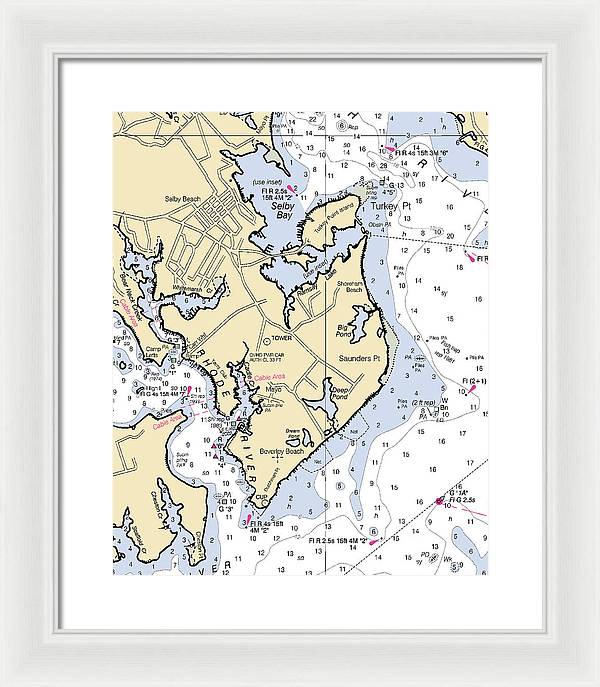 Saunders Point-maryland Nautical Chart - Framed Print