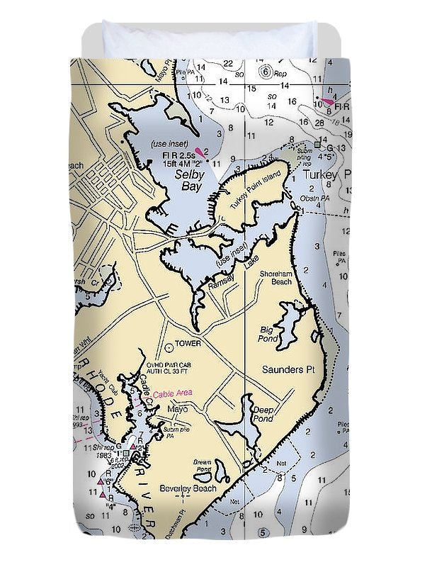 Saunders Point-maryland Nautical Chart - Duvet Cover