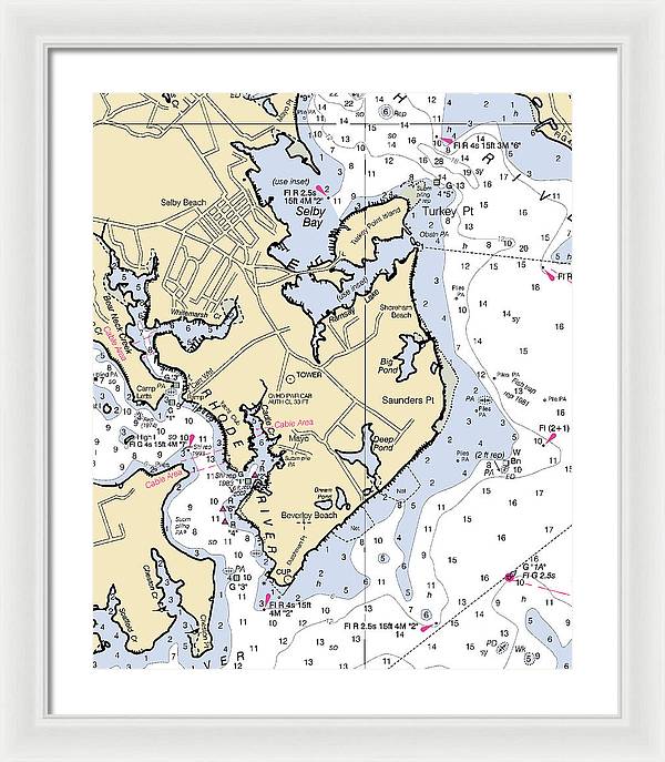 Saunders Point-maryland Nautical Chart - Framed Print