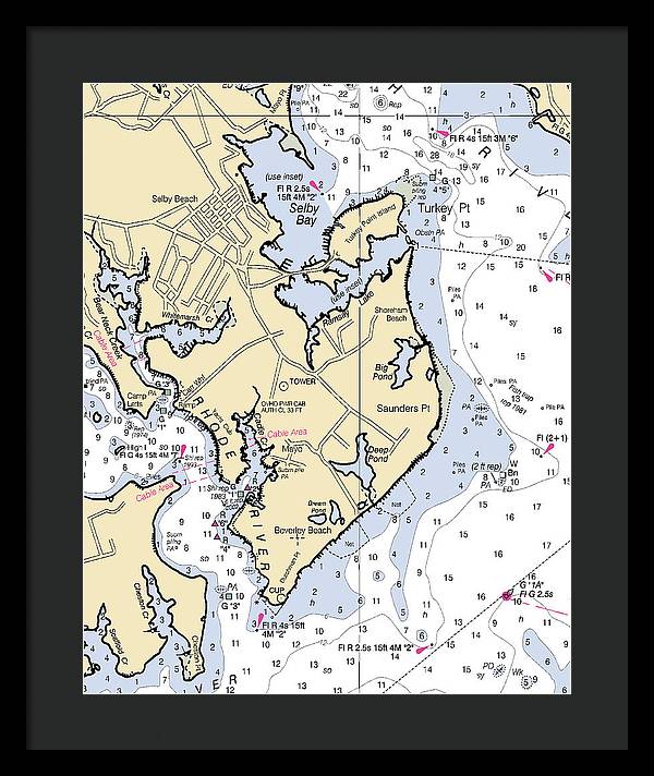 Saunders Point-maryland Nautical Chart - Framed Print