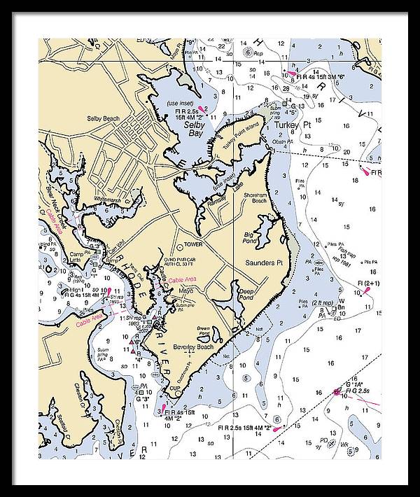 Saunders Point-maryland Nautical Chart - Framed Print