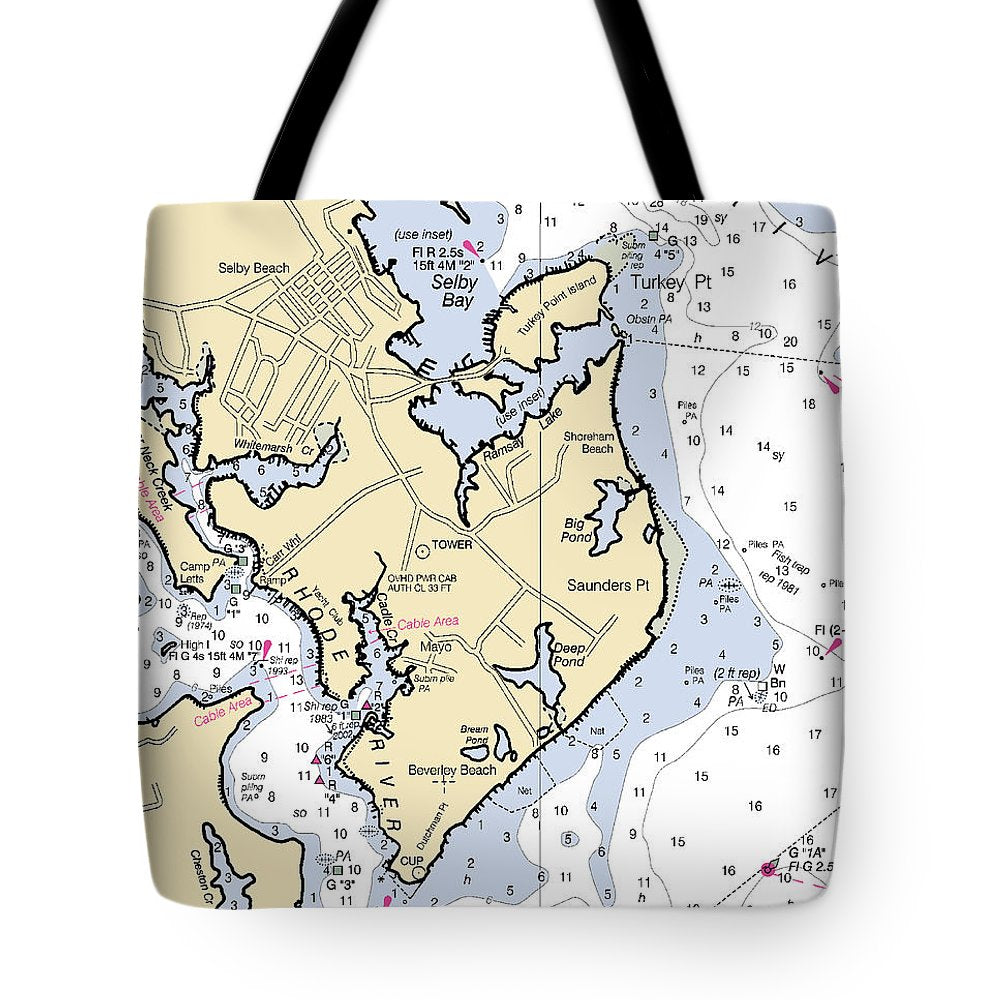 Saunders Point-maryland Nautical Chart - Tote Bag