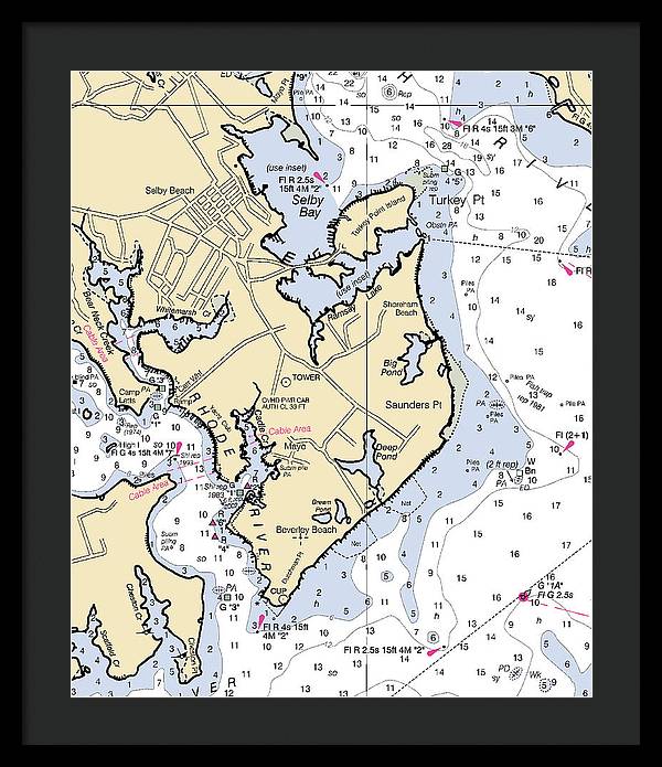 Saunders Point-maryland Nautical Chart - Framed Print