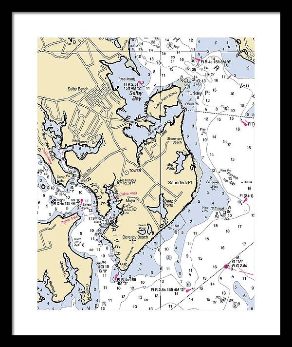 Saunders Point-maryland Nautical Chart - Framed Print