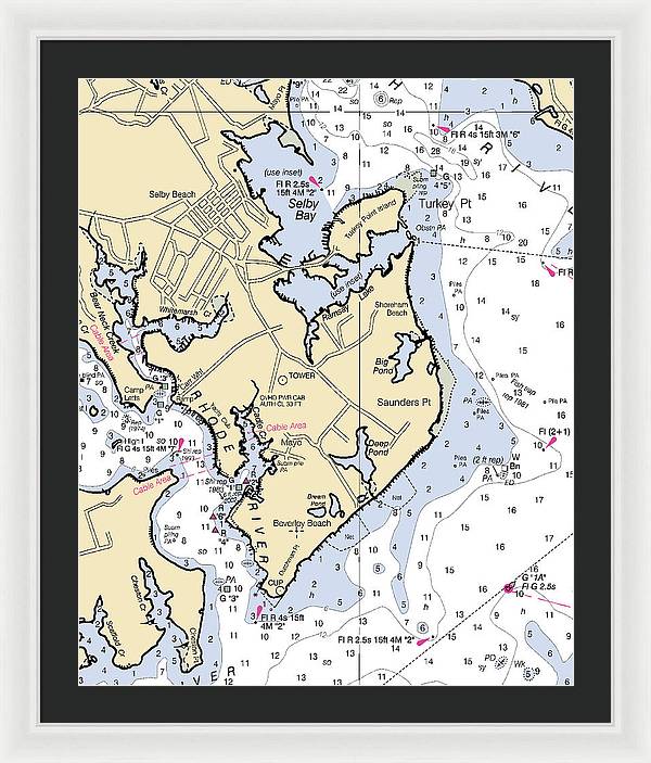 Saunders Point-maryland Nautical Chart - Framed Print