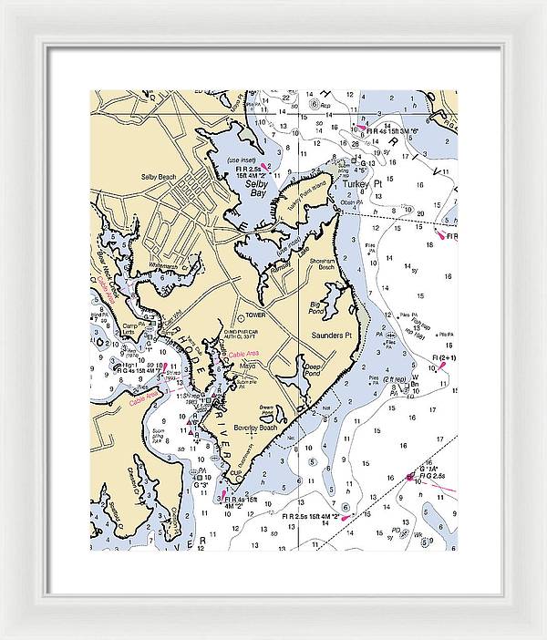 Saunders Point-maryland Nautical Chart - Framed Print