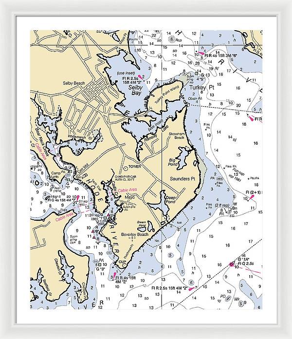 Saunders Point-maryland Nautical Chart - Framed Print