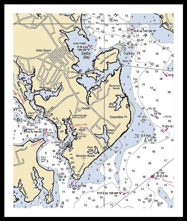 Saunders Point-maryland Nautical Chart - Framed Print