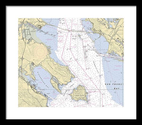 Sausalito -california Nautical Chart _v6 - Framed Print