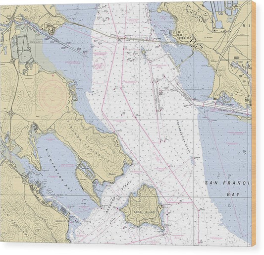Sausalito -California Nautical Chart _V6 Wood Print