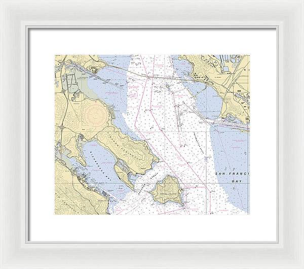 Sausalito -california Nautical Chart _v6 - Framed Print