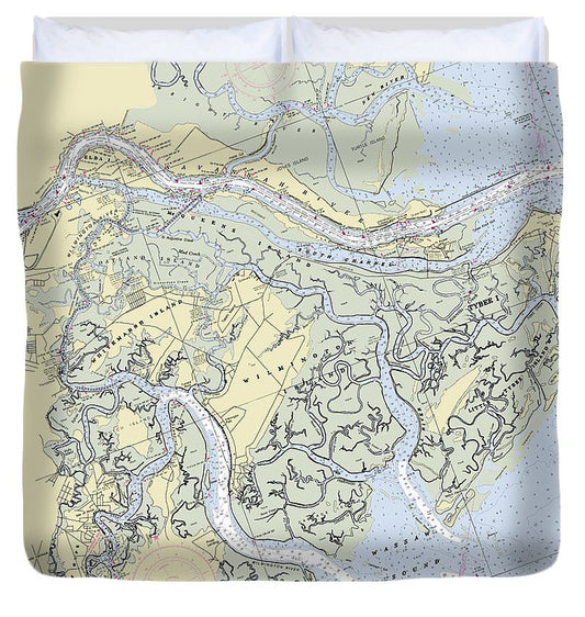 Savannah Georgia Nautical Chart Duvet Cover