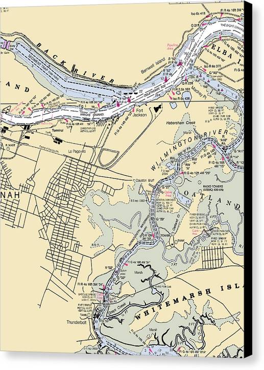 Savannah -georgia Nautical Chart _v2 - Canvas Print