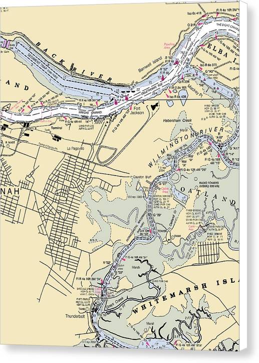 Savannah -georgia Nautical Chart _v2 - Canvas Print