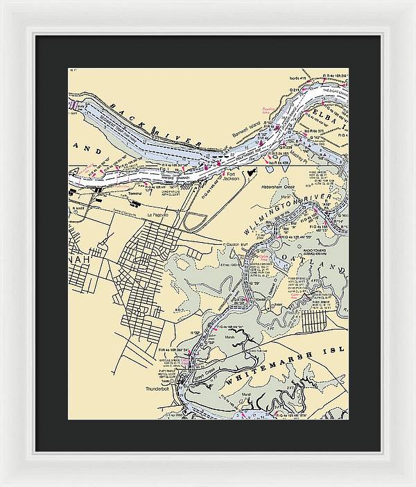 Savannah -georgia Nautical Chart _v2 - Framed Print