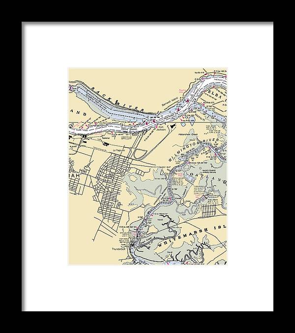 Savannah -georgia Nautical Chart _v2 - Framed Print