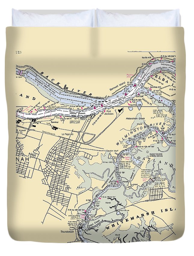 Savannah -georgia Nautical Chart _v2 - Duvet Cover