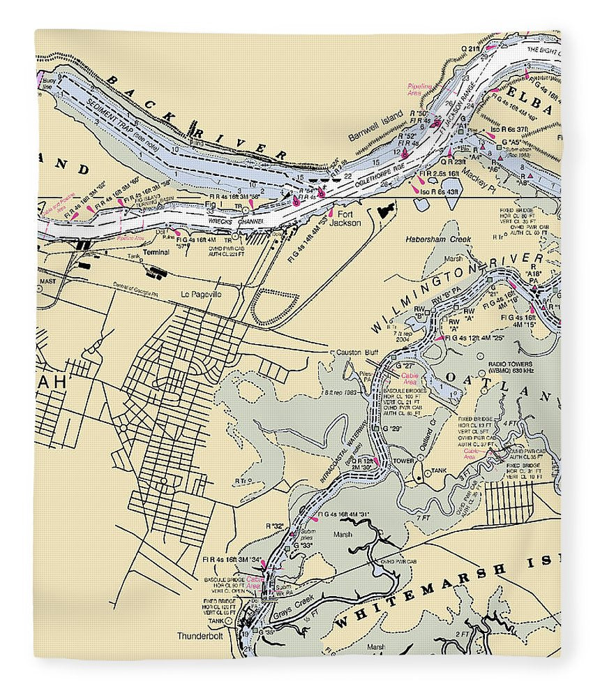 Savannah  Georgia Nautical Chart _V2 Blanket