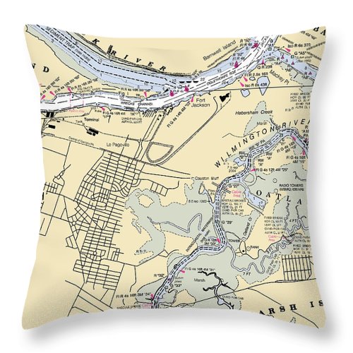 Savannah -georgia Nautical Chart _v2 - Throw Pillow