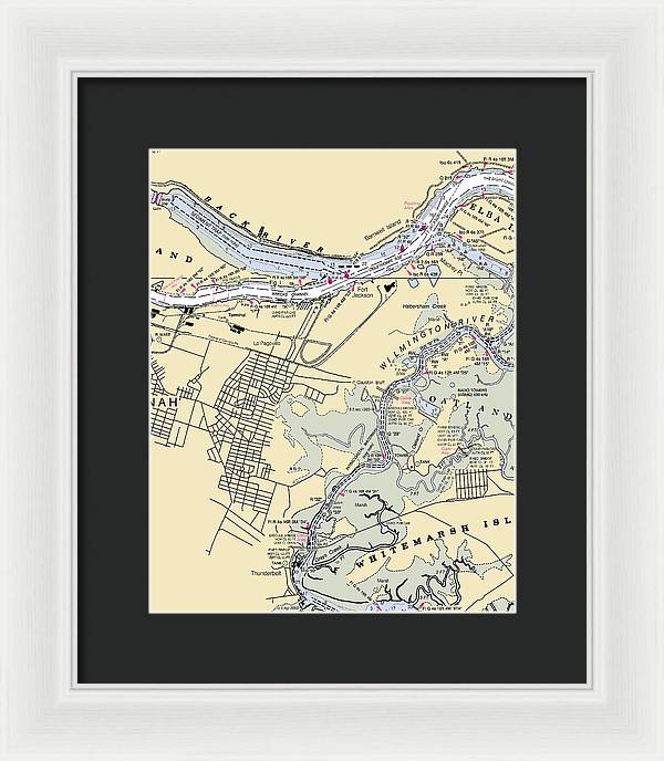 Savannah -georgia Nautical Chart _v2 - Framed Print