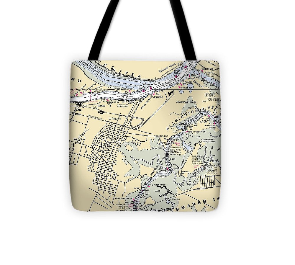 Savannah  Georgia Nautical Chart _V2 Tote Bag