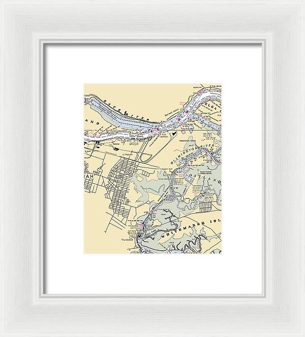 Savannah -georgia Nautical Chart _v2 - Framed Print