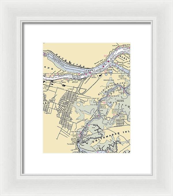 Savannah -georgia Nautical Chart _v2 - Framed Print