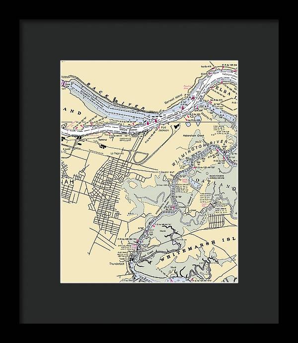 Savannah -georgia Nautical Chart _v2 - Framed Print