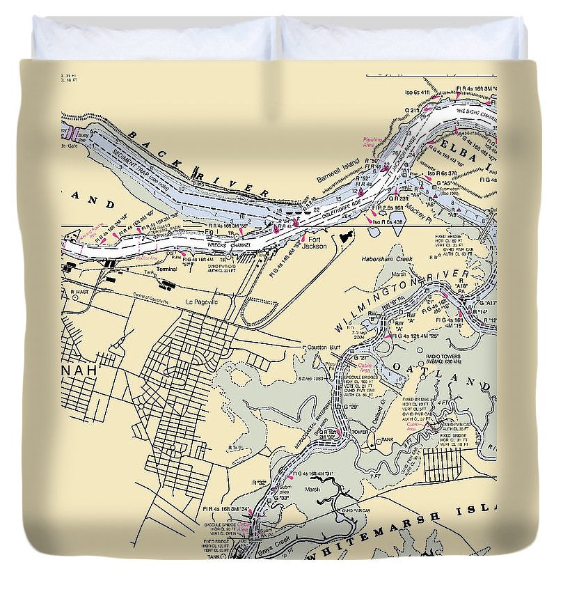 Savannah  Georgia Nautical Chart _V2 Duvet Cover