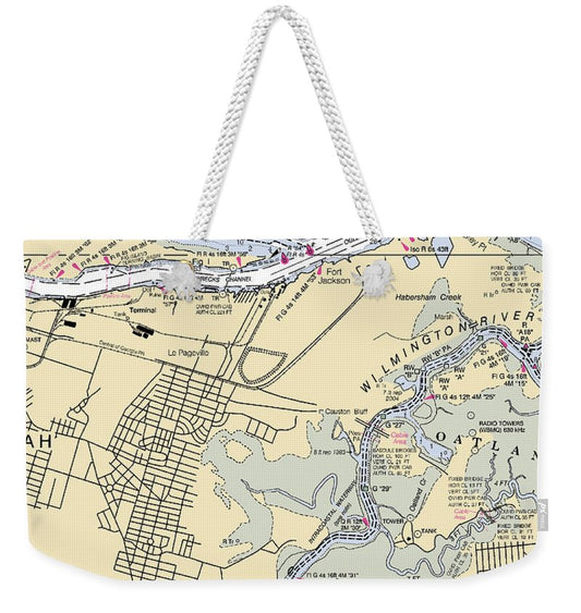Savannah -georgia Nautical Chart _v2 - Weekender Tote Bag