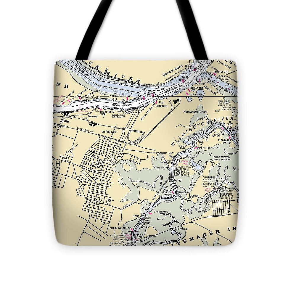 Savannah -georgia Nautical Chart _v2 - Tote Bag