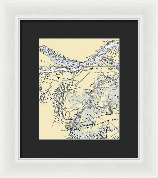 Savannah -georgia Nautical Chart _v2 - Framed Print