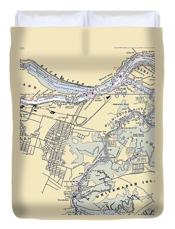 Savannah -georgia Nautical Chart _v2 - Duvet Cover