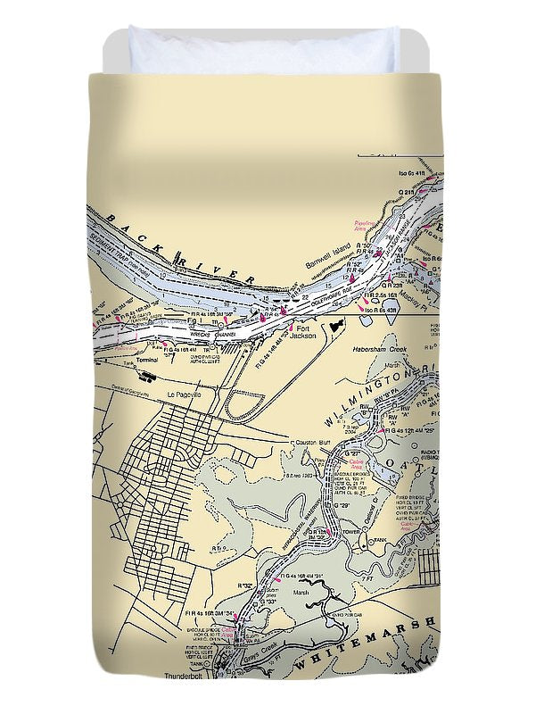 Savannah -georgia Nautical Chart _v2 - Duvet Cover