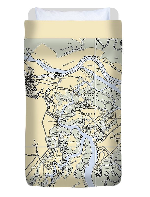 Savannah -georgia Nautical Chart _v3 - Duvet Cover