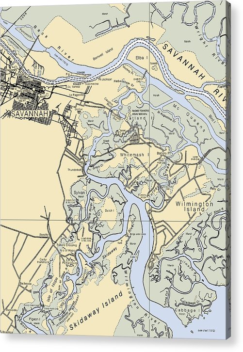 Savannah -Georgia Nautical Chart _V3  Acrylic Print