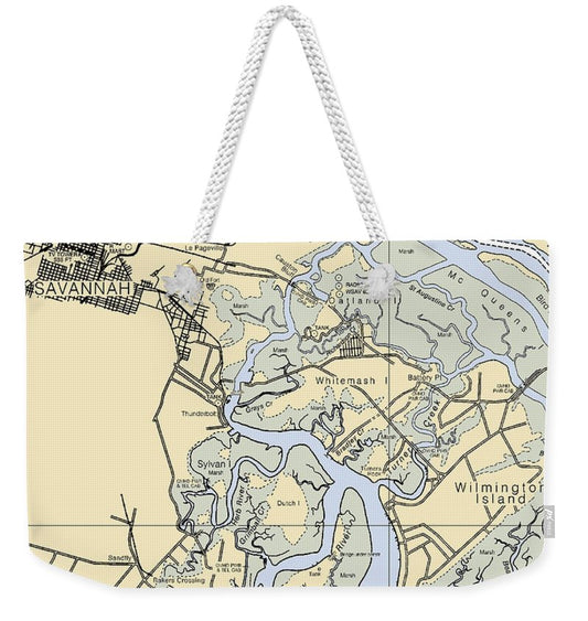 Savannah -georgia Nautical Chart _v3 - Weekender Tote Bag