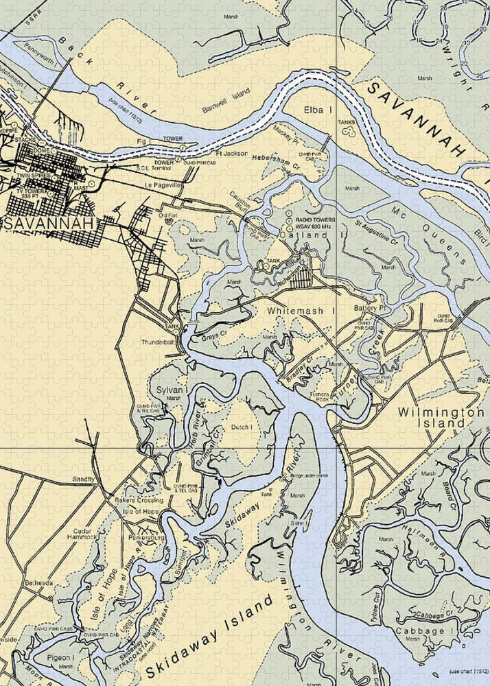 Savannah -georgia Nautical Chart _v3 - Puzzle