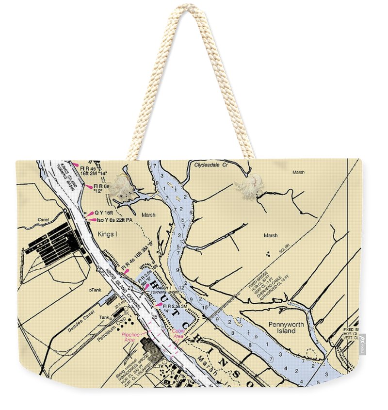 Savannah -georgia Nautical Chart _v4 - Weekender Tote Bag