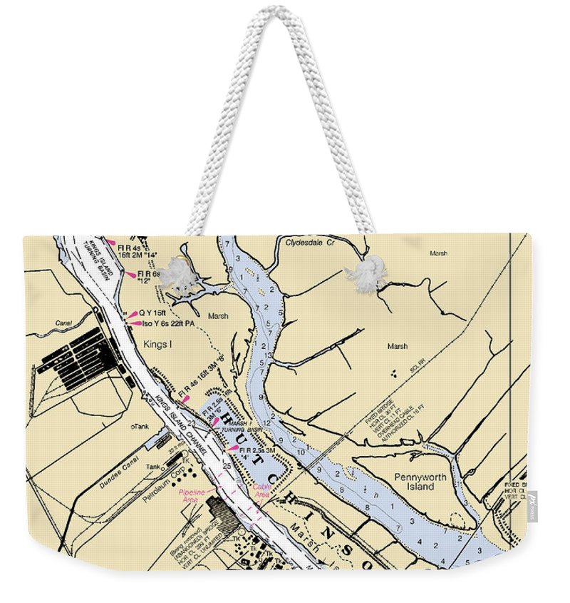 Savannah -georgia Nautical Chart _v4 - Weekender Tote Bag