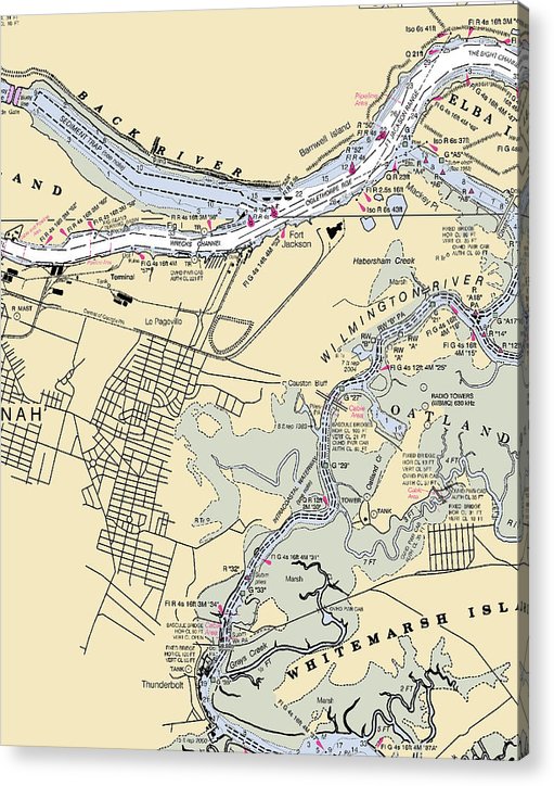 Savannah Wilmington River-Georgia Nautical Chart  Acrylic Print