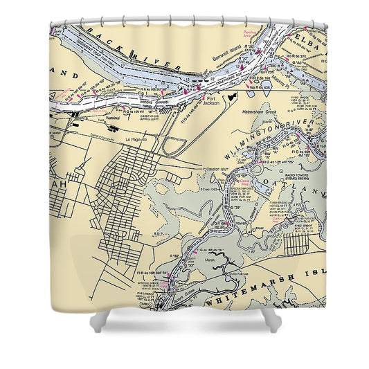 Savannah Wilmington River Georgia Nautical Chart Shower Curtain