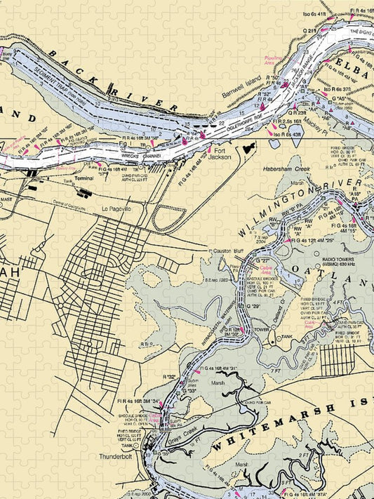 Savannah Wilmington River Georgia Nautical Chart Puzzle