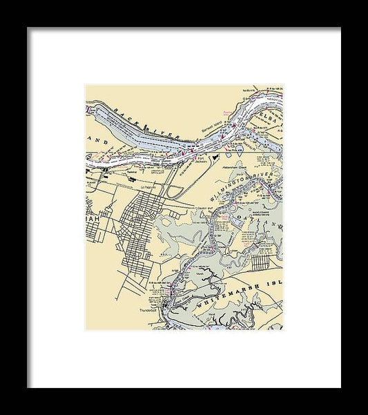 Savannah Wilmington River-georgia Nautical Chart - Framed Print