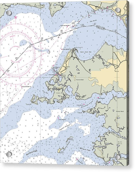 Saxis Island-virginia Nautical Chart - Acrylic Print