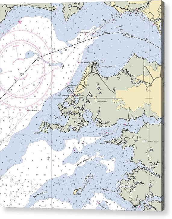 Saxis Island-Virginia Nautical Chart  Acrylic Print