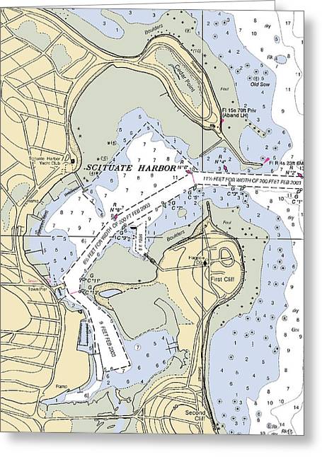 Scituate Harbor-massachusetts Nautical Chart - Greeting Card